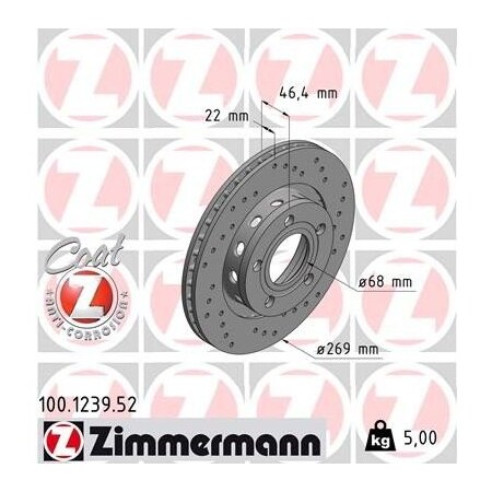 Zimmermann Brake Disc - Sport/Coated, 100123952 100123952